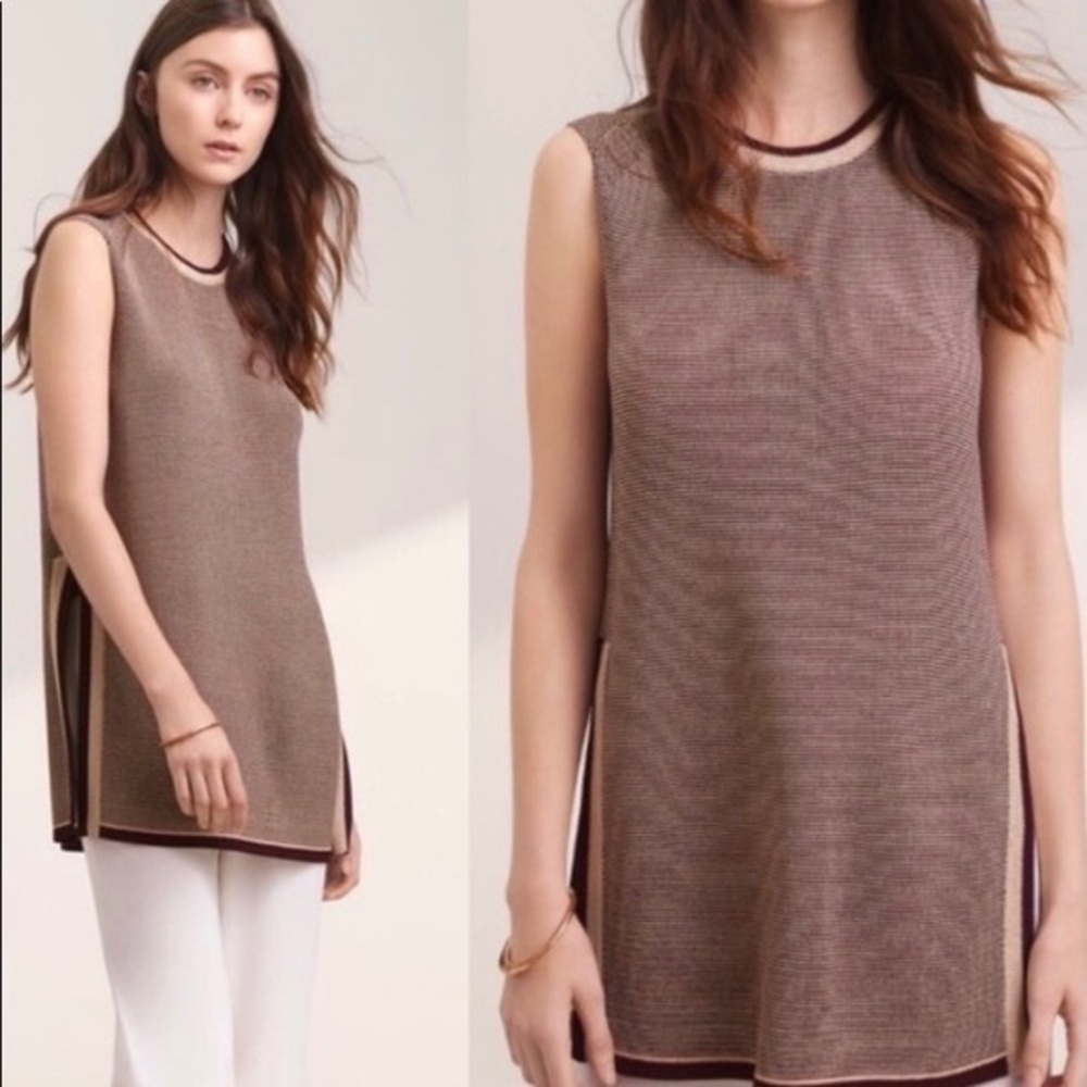 ARITZIA Wilfred Palmier Maroon Cream Sleeveless Sweater